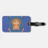 Mädchen und Blume Gepäckanhänger (Rückseite horizontal)