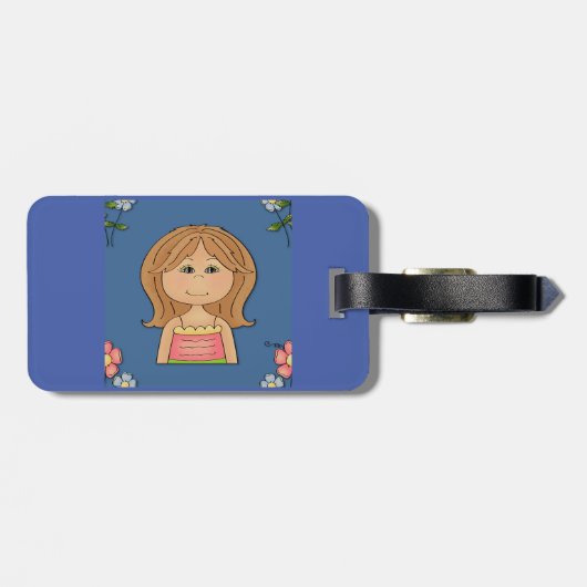 Mädchen und Blume Gepäckanhänger (Rückseite horizontal)