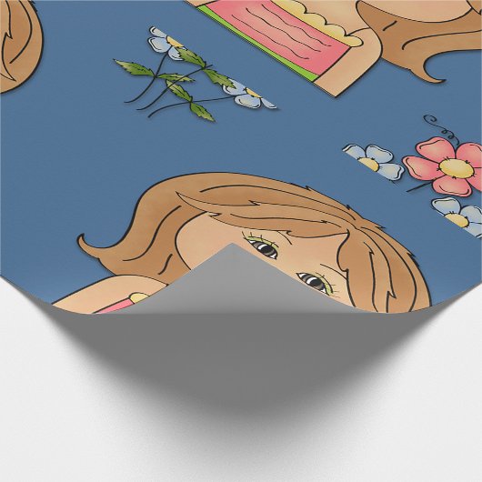 Mädchen und Blume Geschenkpapier