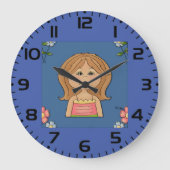 Mädchen und Blume Große Wanduhr (Vorderseite)