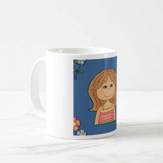 Mädchen und Blume Kaffeetasse (Vorderseite Links)
