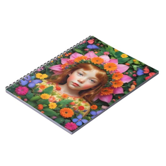 Mädchen und Blume-Notebook Notizblock (Linke Seite)