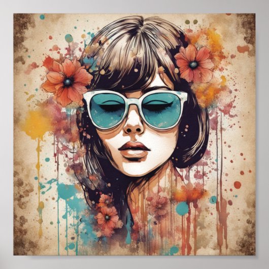 Mädchen und Blume Poster (Vorne)