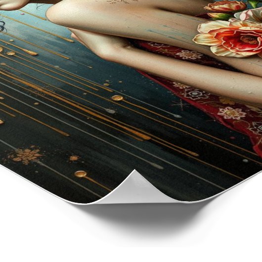 Mädchen und Blume Poster (Ecke)