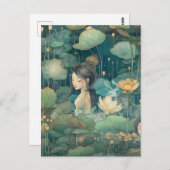 Mädchen und Blume Postkarte (Vorne/Hinten)