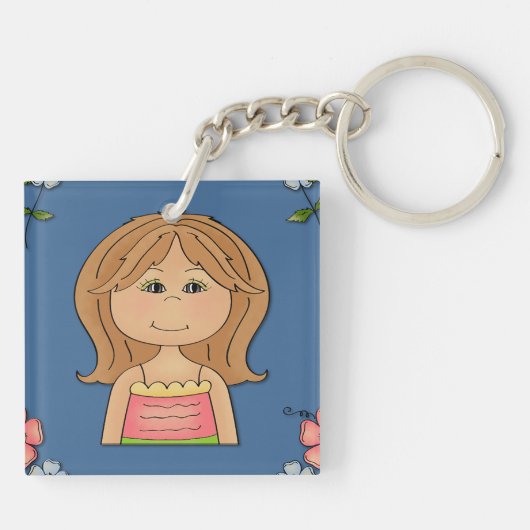 Mädchen und Blume Schlüsselanhänger (Rückseite)