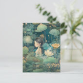Mädchen und Blumen Postkarte (Stehend Vorderseite)