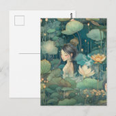 Mädchen und Blumen Postkarte (Vorne/Hinten)