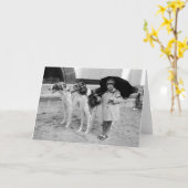 Mädchen-und Borzoi-Karte Karte (Gelbe Blume)