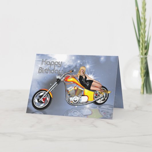 Mädchen und Chopper Geburtstagskarte Karte (Vorderseite)