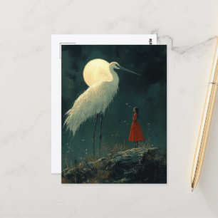 Mädchen und der riesige Kran Postkarte