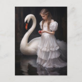 Mädchen und der Schwan Postkarte (Vorderseite)