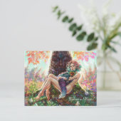 Mädchen und die magicfox Fantasy magische Wald Kun Postkarte (Stehend Vorderseite)