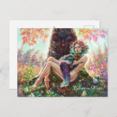 Mädchen und die magicfox Fantasy magische Wald Kun Postkarte (Vorne/Hinten)