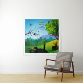 Mädchen und Eichhörnchen in der Wildnis Wandteppich (Beispiel)