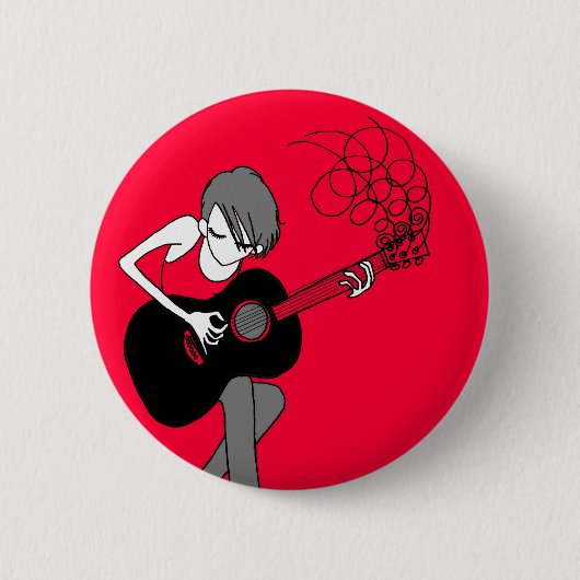Mädchen und ein Gitarren-Knopf (BU24) Button (Vorderseite)