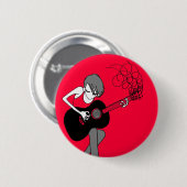 Mädchen und ein Gitarren-Knopf (BU24) Button (Vorne & Hinten)