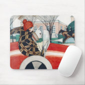 Mädchen und ein Mops Hund in einem roten Auto Mousepad (Mit Mouse)