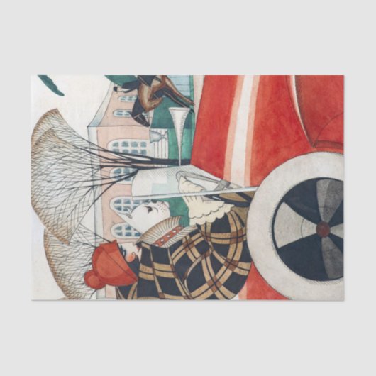 Mädchen und ein Mops Hund in einem roten Auto Seidenpapier (Vorderseite)