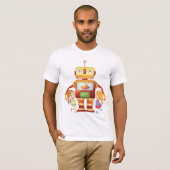 Mädchen und ein Roboter, der Mens-T - Shirt umarmt (Vorne ganz)