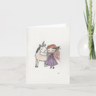 Mädchen und Einhorn Klein Karte