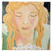 Mädchen und Gänse Fliese (Vorderseite)