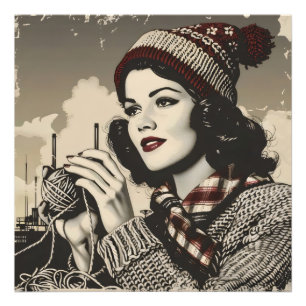 Mädchen und Garn Vintage Fotodruck