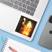 Mädchen und Geist Aufkleber (Laptop mit iPhone)