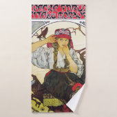 Mädchen und Geranium, Mucha Badehandtuch (Badehandtuch)