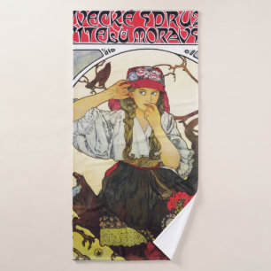 Mädchen und Geranium, Mucha Badehandtuch