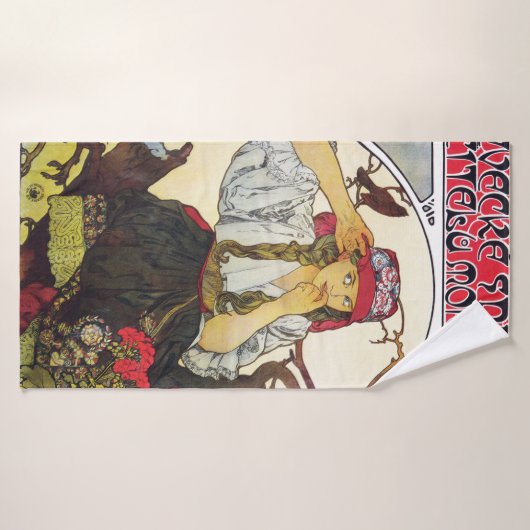 Mädchen und Geranium, Mucha Badehandtuch (Badehandtuch)