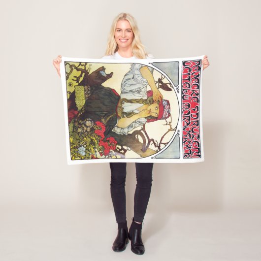 Mädchen und Geranium, Mucha Fleecedecke (Beispiel)