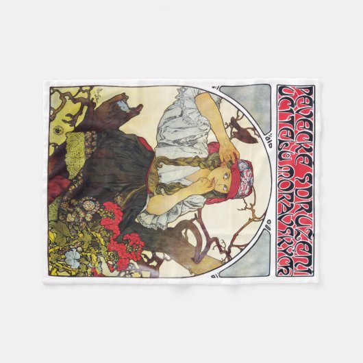 Mädchen und Geranium, Mucha Fleecedecke (Vorderseite (Horizontal))