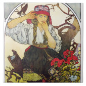 Mädchen und Geranium, Mucha Fliese (Vorderseite)