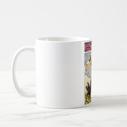 Mädchen und Geranium, Mucha Kaffeetasse (Links)