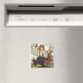 Mädchen und Geranium, Mucha Magnet (In Situ (Geschirrspüler))