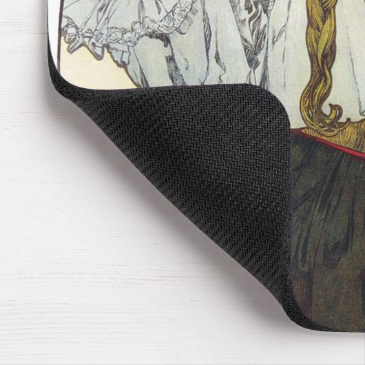 Mädchen und Geranium, Mucha Mousepad (Ecke)