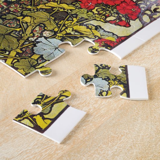 Mädchen und Geranium, Mucha Puzzle (Seite)