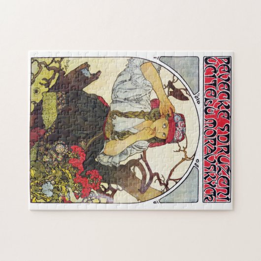 Mädchen und Geranium, Mucha Puzzle (Horizontal)