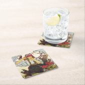 Mädchen und Geranium, Mucha Rechteckiger Pappuntersetzer (Vor Ort)