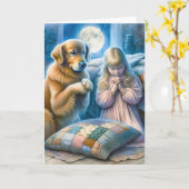 Mädchen und Golden Retriever Gebet Denken Sie an S Karte (Gelbe Blume)