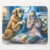 Mädchen und Golden Retriever Gebet Mousepad (Vorne)