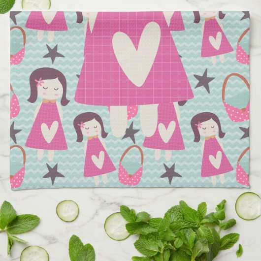 Mädchen und Handtaschen Geschirrtuch (Gefaltet)