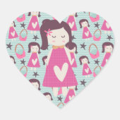 Mädchen und Handtaschen Herz-Aufkleber (Vorderseite)