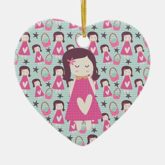 Mädchen und Handtaschen Keramikornament (Vorne)