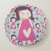 Mädchen und Handtaschen Rundes Kissen (Vorderseite)