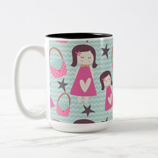 Mädchen und Handtaschen Zweifarbige Tasse (Links)