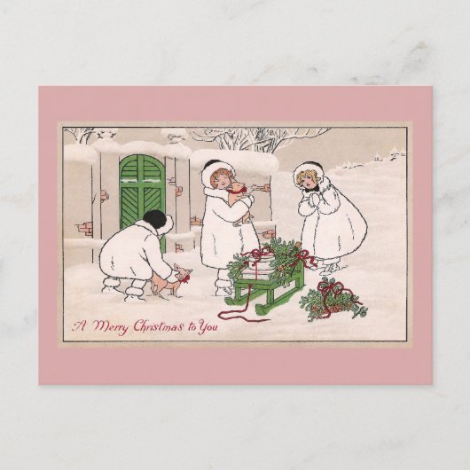 Mädchen und Haustiere Schweine Weihnachten (Vorderseite)