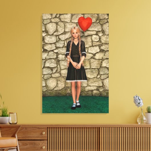 Mädchen und Herz Leinwanddruck (Insitu (Wohnzimmer))