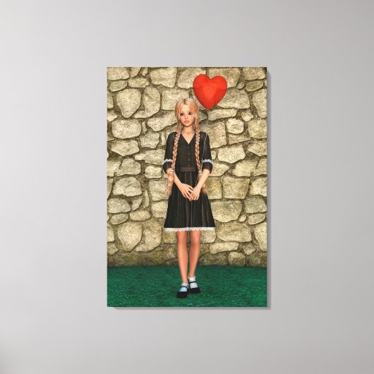 Mädchen und Herz Leinwanddruck (Vorderseite)